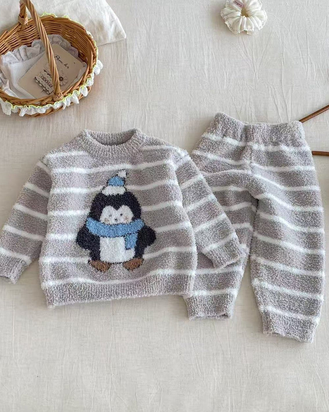 Fleece Warm Animal Pattern Baby Pajama 2pcs Set