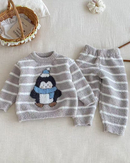 Fleece Warm Animal Pattern Baby Pajama 2pcs Set