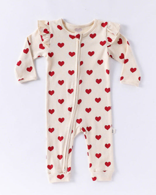 Cotton Soft Heart Long Sleeve Baby Jumpsuits/Romper