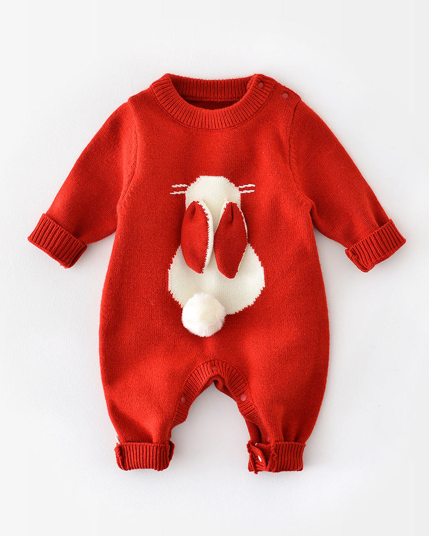 Rabbit Ear Shaped Knitted Baby Jumpsuits