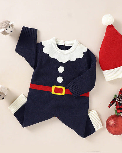 Christmas Santa Knitted Baby Jumpsuits with Hat
