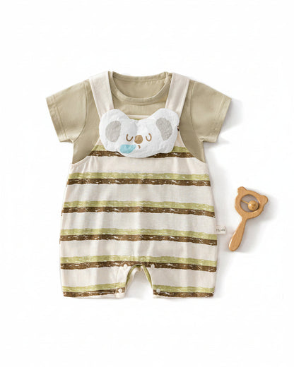 Koala Striped Two-Piece Baby Romper Set