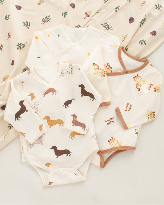 Animal Tree Pattern Cotton Long Sleeve Baby Romper