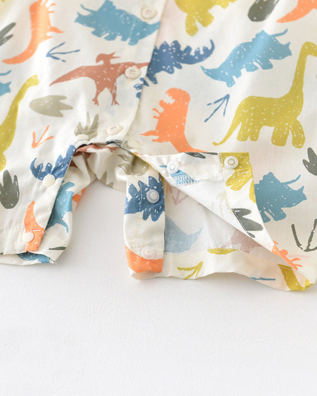 Short Sleeves Dinosaur Baby Jumpsuits with Toy
