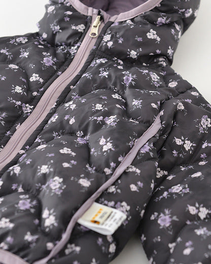 プリント柄の暖かいベビーフード付きパファージャケット