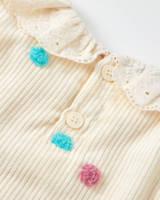 2pcs Polka Dot Baby Long Sleeve Shirt&Jumpsuits Set