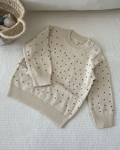 Casual Dot Striped Pattern Knitted Baby Sweater