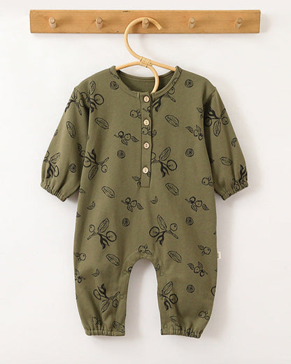 Fruit Printed Soft Cotton Long Sleeve Baby Jumpsuits