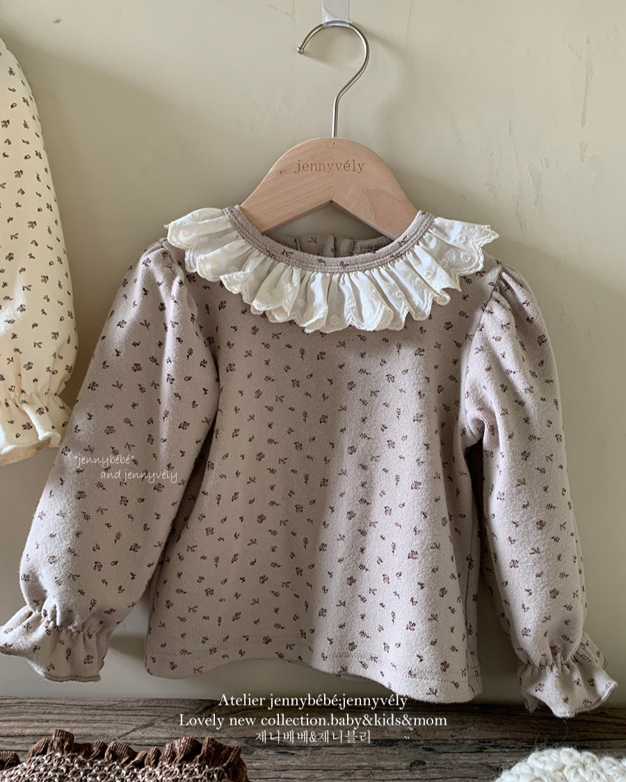 Floral Lace Collar Baby Long Sleeve Top/Romper