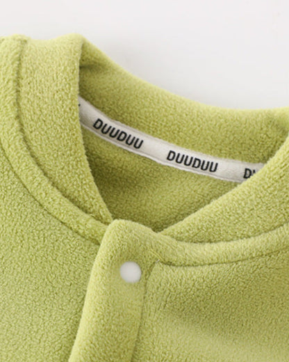 Dinosaur Pattern Fleece Long Sleeve Baby Jumpsuits