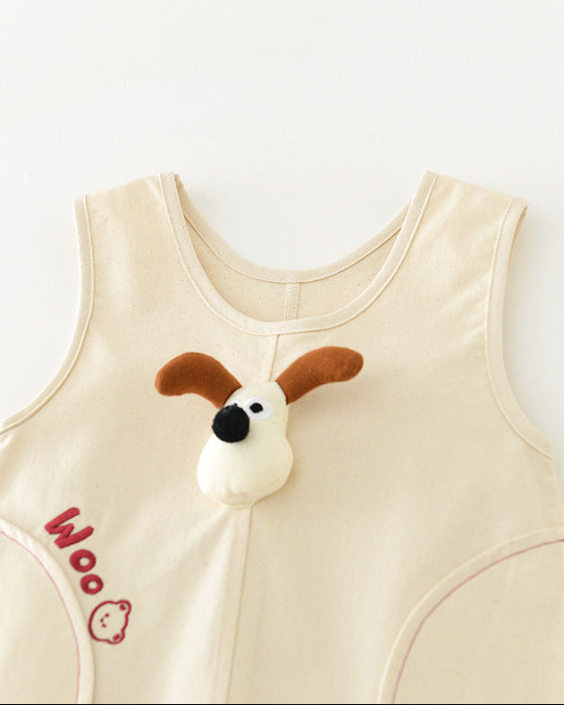 Puppy Decor Letter Sleeveless Baby Jumpsuits