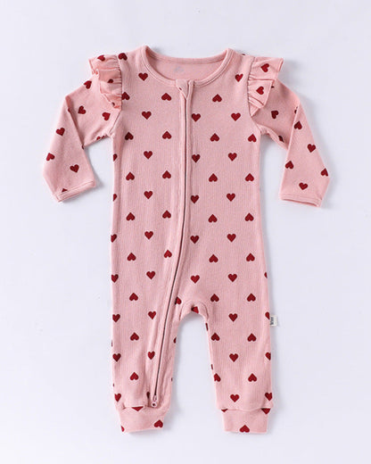 Cotton Soft Heart Long Sleeve Baby Jumpsuits/Romper