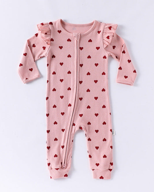 Cotton Soft Heart Long Sleeve Baby Jumpsuits/Romper