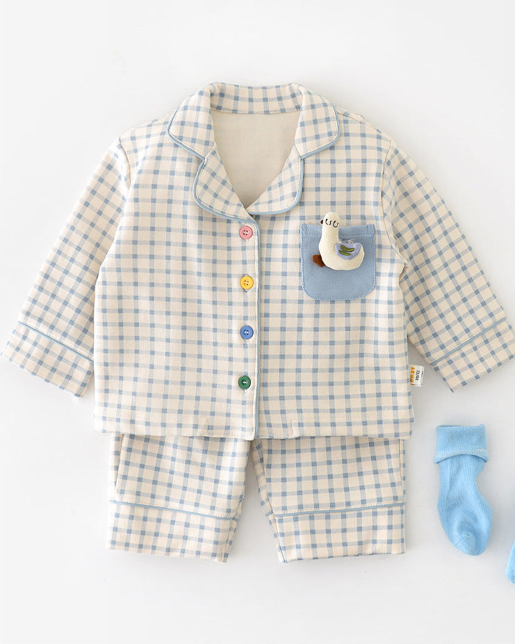 Plaid Rabbit Long Sleeve Baby Pajama Set