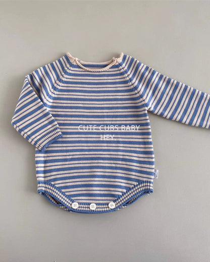 Casual Striped Knitted Baby Romper/4pcs Set