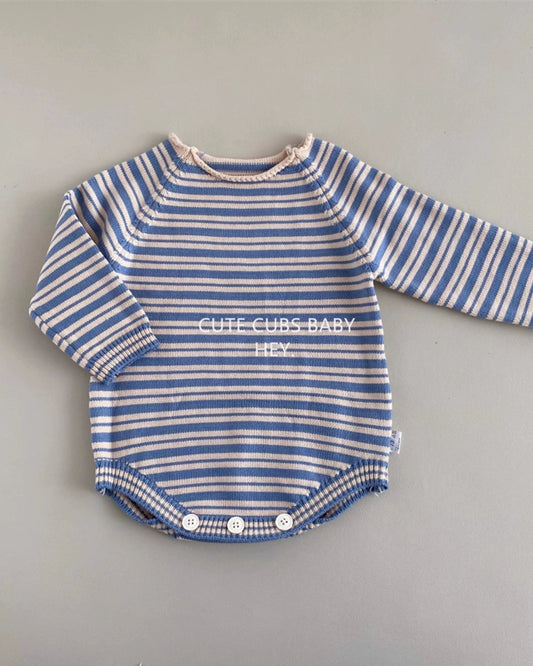 Casual Striped Knitted Baby Romper/4pcs Set