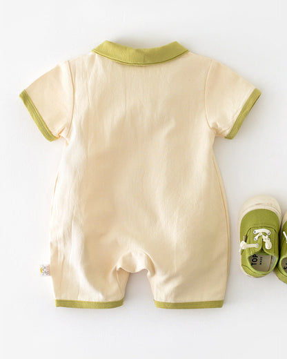 Crocodile Embroidered Short Sleeve Baby Jumpsuits