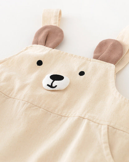 Color Block T-shirt Bear Baby Jumpsuits Set