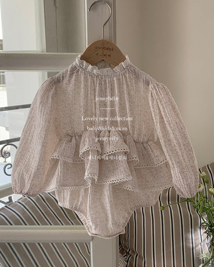 Floral Layered Breathable Long Sleeve Baby Romper