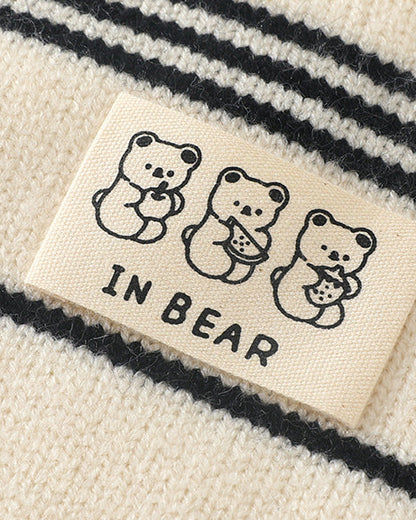 Casual Striped Bear Tag Knitted Baby Sweater