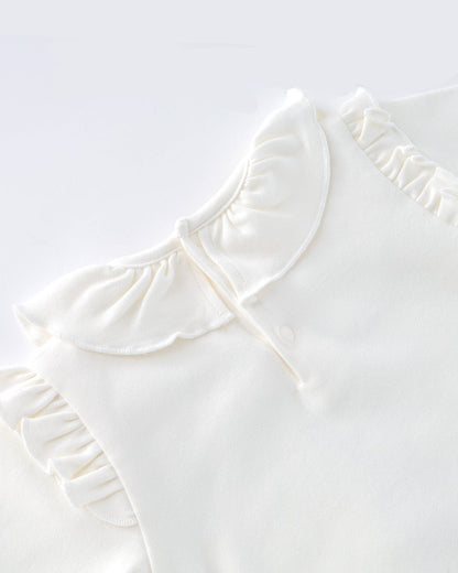 Rabbit Pattern Ruffled Collar Baby Romper