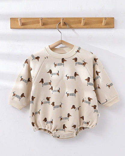 Moon Smile Face Long Sleeve Baby Sweatshirt Romper