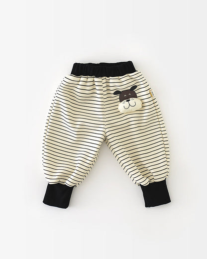 Fleece Striped Dog Decor Baby Sweatshirt Pants