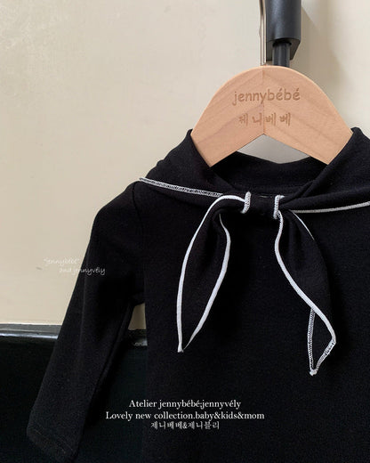 Knotted Bow Collar Cotton Long Sleeve Baby Top