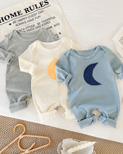 Moon Printed Long Sleeve Baby Jumpsuits