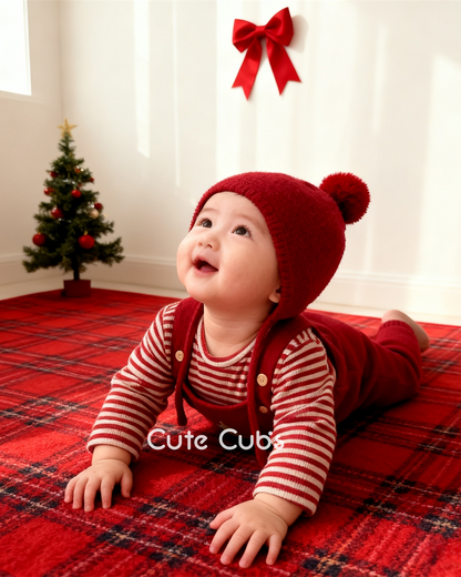 Christmas Tree Pattern Knitted Baby Jumpsuits