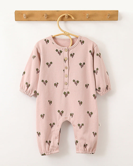 Fruit Printed Soft Cotton Long Sleeve Baby Jumpsuits