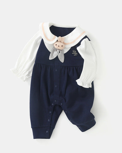 Rabbit Decor Puffy Sleeve Baby Jumpsuits