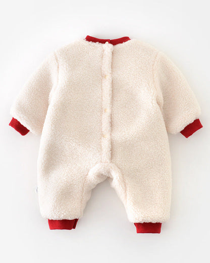 Christmas Fleece Snowman Pocket Baby Jumpsuits