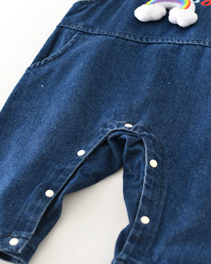 Rainbow Pattern Baby Denim Jumpsuits/Hoodie