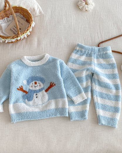 Fleece Warm Animal Pattern Baby Pajama 2pcs Set