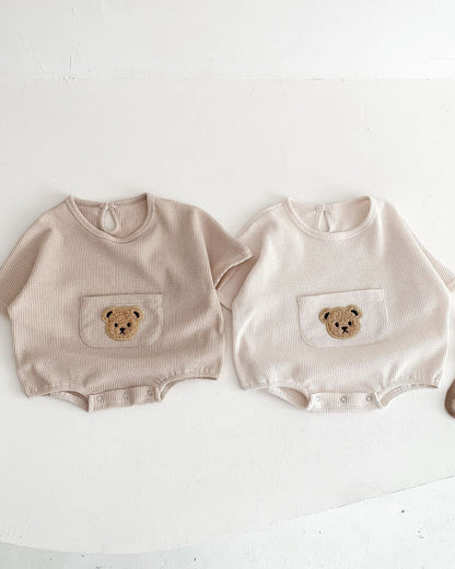Waffled Bear Pocket Design Baby Romper
