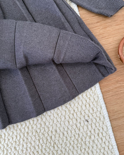 Lapel Pleated Knitted Baby Girl Dress