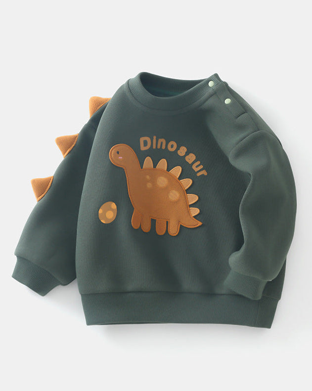 Warm Fleece Dinosaur Pattern Baby Hoodie