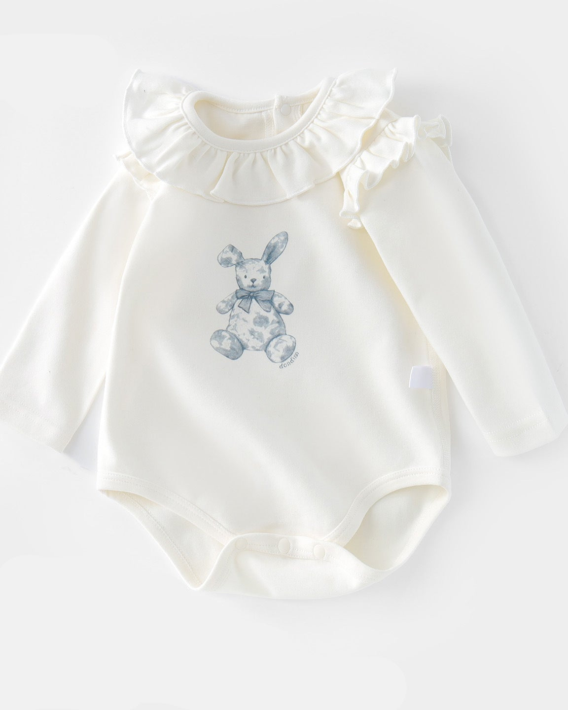 Rabbit Pattern Ruffled Collar Baby Romper