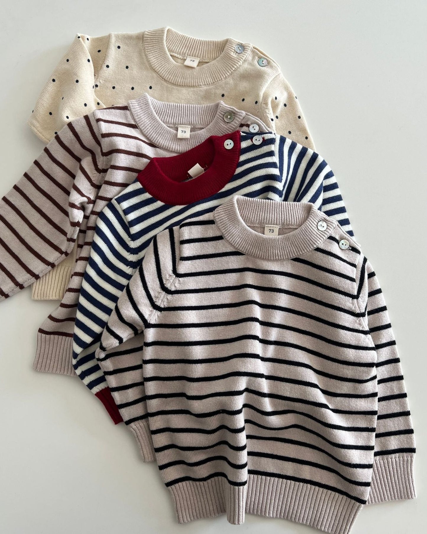 Casual Dot Striped Pattern Knitted Baby Sweater
