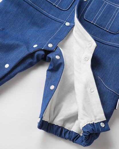 False Two Pieces Denim Long Sleeve Baby Jumpsuits