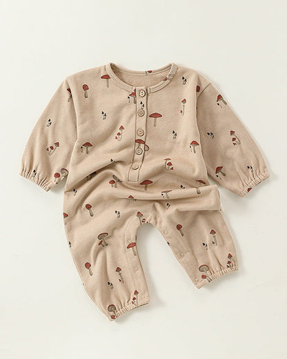 Fruit Printed Soft Cotton Long Sleeve Baby Jumpsuits
