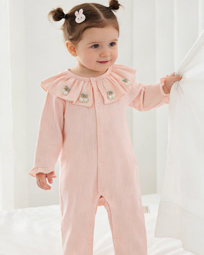 Cotton Ruffled Collar Long Sleeve Baby Pajama