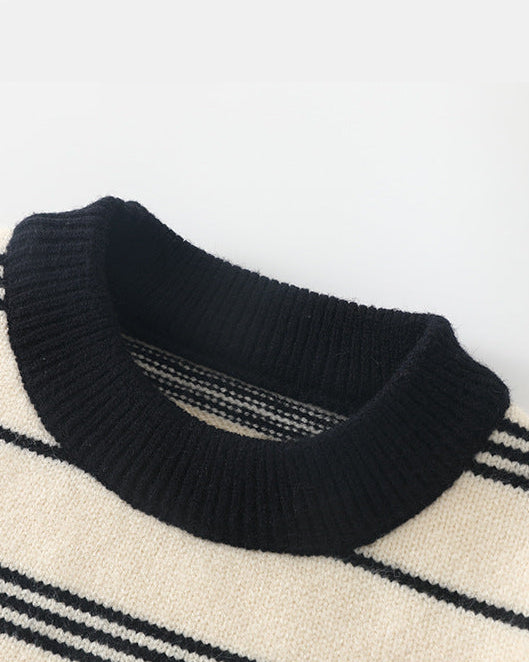Casual Striped Bear Tag Knitted Baby Sweater