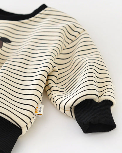 Fleece Striped Dog Decor Baby Sweatshirt Pants