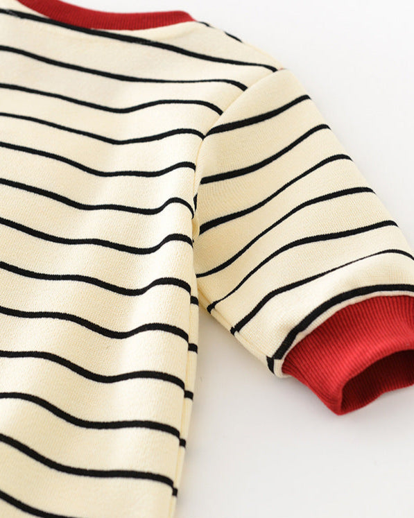 Question Mark Decor Striped Long Sleeve Baby Jumpsuits