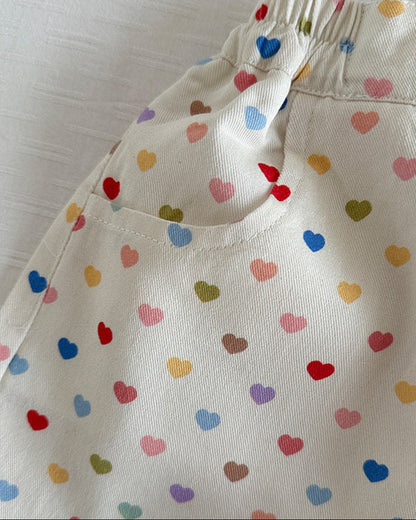 Colorful Heart Printed Baby Girl Short Pants