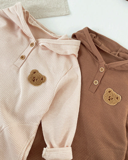 Bear Head Hooded Long Sleeve Baby Jumpsuits