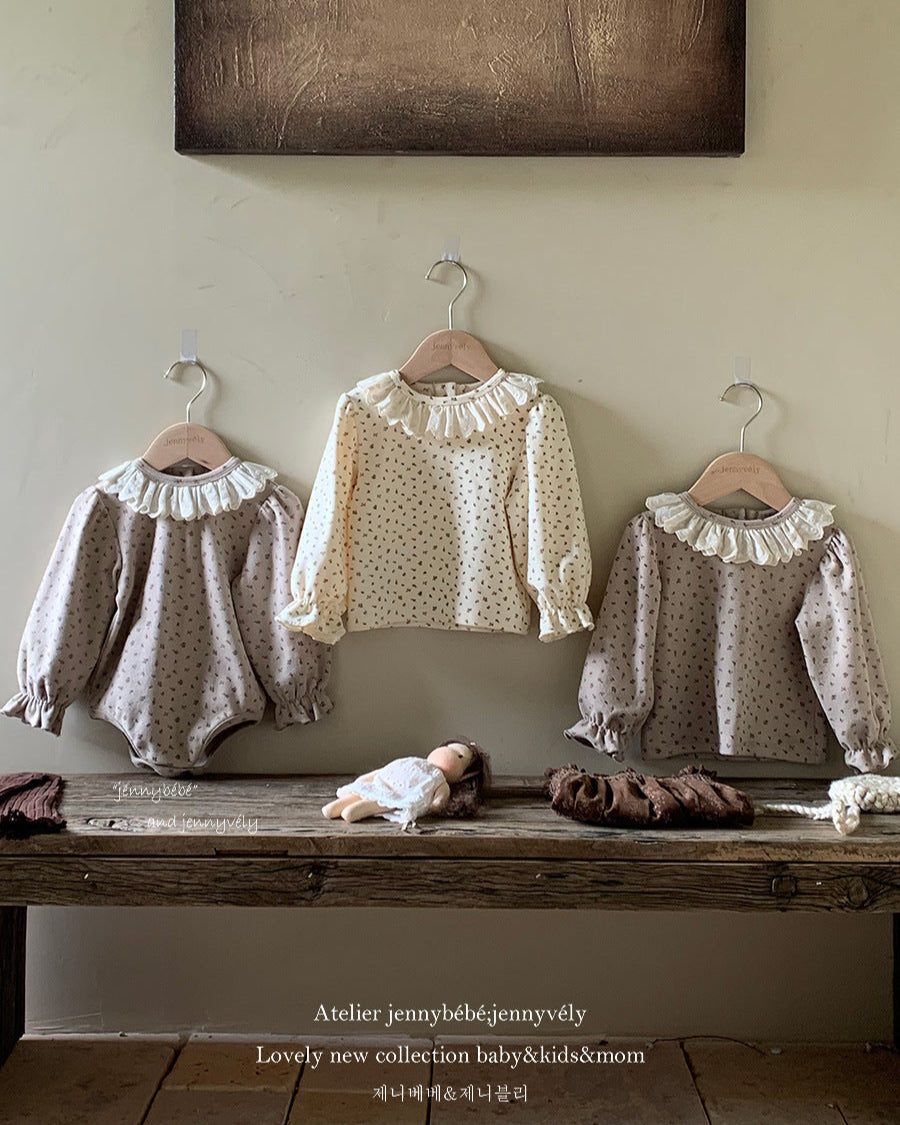 Floral Lace Collar Baby Long Sleeve Top/Romper