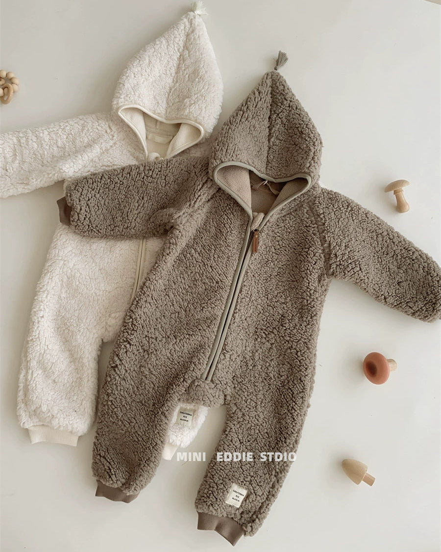 Polar Fleece Solid Color Baby Jacket/Jumpsuits